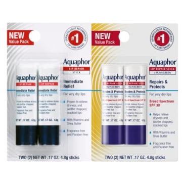 Aquaphor Lip Repair, Moisturizing Lip Balm Set, Soothes Dry Chapped Lips, Lip Repair Stick, 0.17 Oz ...