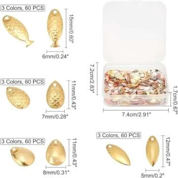 SUPERFINDINGS 300PCS 5 Styles Fishing Attractor Spinner Blades 3 Color Deep Cup Spinner Blades Spoons Rigs Fishing Spinner Blades Baits DIY Fishing Lures Accessories,5~8mmx11~13mm