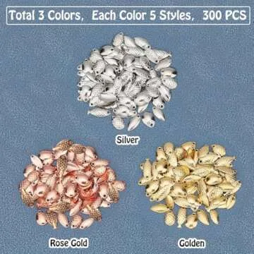 SUPERFINDINGS 300PCS 5 Styles Fishing Attractor Spinner Blades 3 Color Deep Cup Spinner Blades Spoons Rigs Fishing Spinner Blades Baits DIY Fishing Lures Accessories,5~8mmx11~13mm