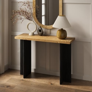 Fluted Console Table - Small Entry Desk for Narrow Spaces - Living Room Furniture - Solid Wood Entry...