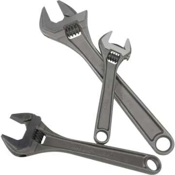 Bahco BHADJUST 3 ADJ3 Set of 3 Adjustable Wrenches (8070/8071 / 8072), Grey, 16 degree head angle