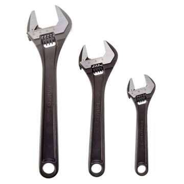 Bahco BHADJUST 3 ADJ3 Set of 3 Adjustable Wrenches (8070/8071 / 8072), Grey, 16 degree head angle