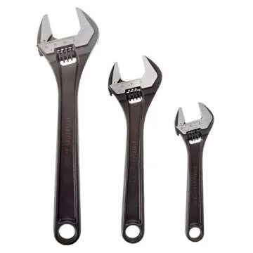 Bahco BHADJUST 3 ADJ3 Set of 3 Adjustable Wrenches (8070/8071 / 8072), Grey, 16 degree head angle