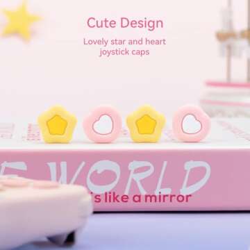 GeekShare Cute Silicone Joy Con Thumb Grip Caps, Joystick Cover Compatible with Switch/OLED/Switch Lite,4PCS - Cream Heart
