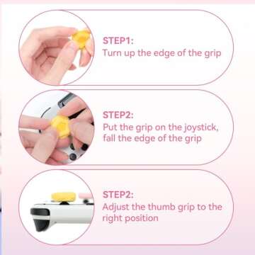 GeekShare Cute Silicone Joy Con Thumb Grip Caps, Joystick Cover Compatible with Switch/OLED/Switch Lite,4PCS - Cream Heart