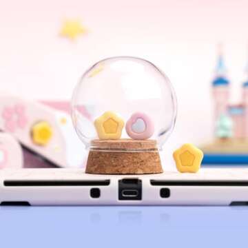 GeekShare Cute Silicone Joy Con Thumb Grip Caps, Joystick Cover Compatible with Switch/OLED/Switch Lite,4PCS - Cream Heart