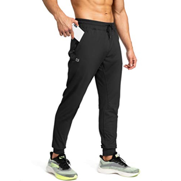 G Gradual Men's Sweatpants with Zipper Pockets Athletic Pants Traning Track Pants Joggers for Men Soccer, Running, Workout(Black,L)