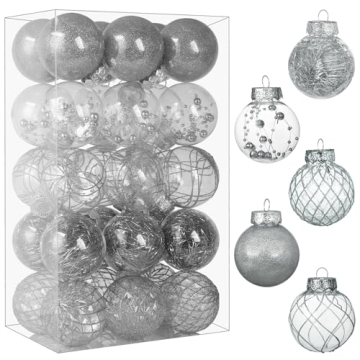 Clear Christmas Ball Ornaments Set – Stylish and Shatterproof 2.36 Inch Decorations for Festive Ch...