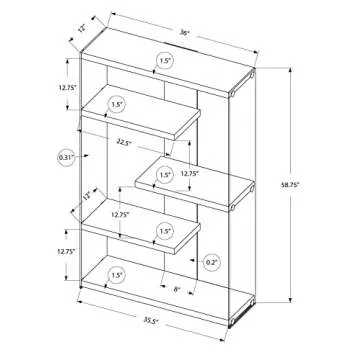 Monarch Specialties I Tempered Glass Bookcase, 60", Glossy White