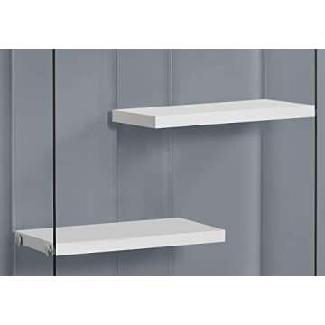 Monarch Specialties I Tempered Glass Bookcase, 60", Glossy White