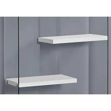 Monarch Specialties I Tempered Glass Bookcase, 60", Glossy White