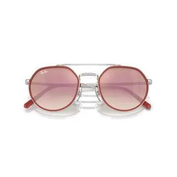 Ray-Ban RB3765 Round Sunglasses, Silver/Brown Gradient Brown Mirrored Pink, 53 mm