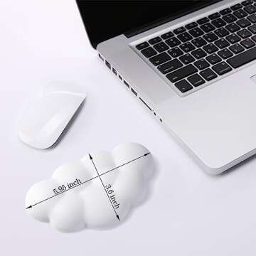 Cloud Wrist Rest for Mouse, Superfine Memory Foam Soft Gel Wrist Support Pad, Ergonomic Wrist Pain Relief Mouse Pad Wrist Support with Anti-Skid Base for Office, Computer, Laptop（White）