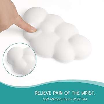 Cloud Wrist Rest for Mouse, Superfine Memory Foam Soft Gel Wrist Support Pad, Ergonomic Wrist Pain Relief Mouse Pad Wrist Support with Anti-Skid Base for Office, Computer, Laptop（White）