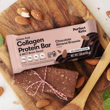 Perfect Keto Collagen Protein Bar, Gluten Free with Grass Fed Collagen + MCT Oil, Low Carb, No Sugar...