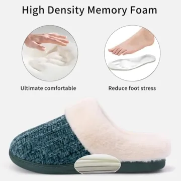 Evshine Women's Cozy Memory Foam Chenille Knit Slippers