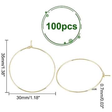 UNICRAFTALE 100pcs Golden Wine Glass Charm Rings for DIY