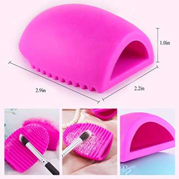 BEAKEY Makeup Brush Drying Rack & Makeup Brush Cleaner Egg, 28 Holes Makeup Brush Holder, Silicone Brush Cleaner - Black & Red