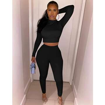 Kaximil Women's High Waist Legging & Crop Top Tracksuit