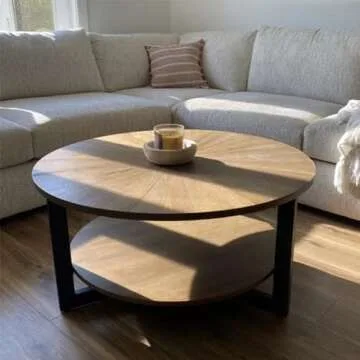 LEEMTORIG Elegant Round Coffee Table with Storage