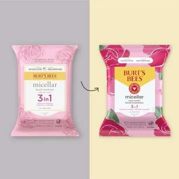 Burt's Bees Micellar Facial Towelettes With Rose Water - 30 ct, 99.5% Natural, Gentle Cleansing Solu...