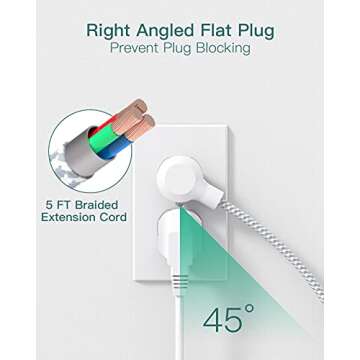 Power Strip Surge Protector - Addtam 8 Widely Spaced Outlets 4 USB Charging Ports(1 USB C), 5Ft Flat Plug Extension Cord Overload Surge Protection, Wall Mount for Home, Office and More