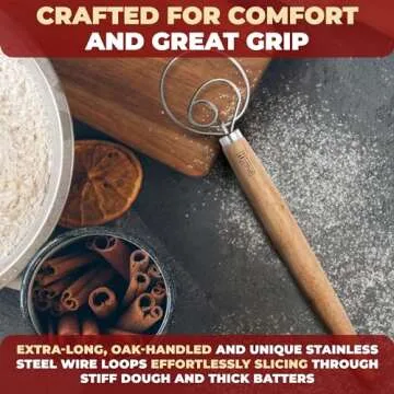 ORBLUE Premium Danish Dough Whisk - Dutch Whisk with Stainless Steel Ring - Danish Whisk for Bread, Pastry or Pizza Dough, 13-inch 2-PACK