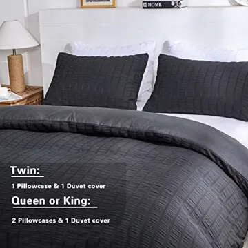 AveLom Seersucker Duvet Cover Set King Size Soft Microfiber