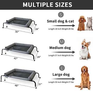 PETIME Cooling Elevated Pet Cushion Bed Raised Dog Cots for Small Dogs, Portable Indoor & Outdoor Pet Hammock, Frame with Breathable Mesh and Removable Bolsters (42 Inch)