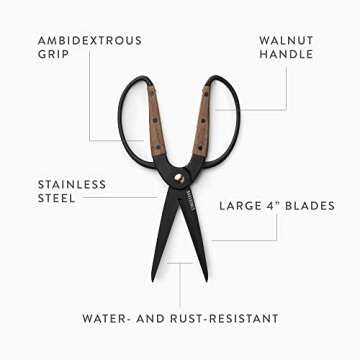 Barebones Garden Scissors - Walnut Plant Scissors - Garden Supplies and Indoor Plant Accessories - P...