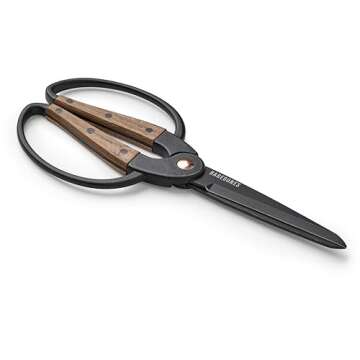 Barebones Garden Scissors - Walnut Plant Scissors - Garden Supplies and Indoor Plant Accessories - Plant Shears with Wide Handles - Comfortable Fit Hand Pruners (Large)