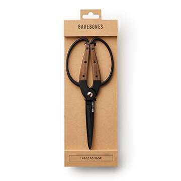 Barebones Garden Scissors - Walnut Plant Scissors - Garden Supplies and Indoor Plant Accessories - Plant Shears with Wide Handles - Comfortable Fit Hand Pruners (Large)