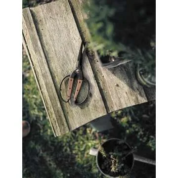Barebones Garden Scissors - Walnut Plant Scissors - Garden Supplies and Indoor Plant Accessories - Plant Shears with Wide Handles - Comfortable Fit Hand Pruners (Large)