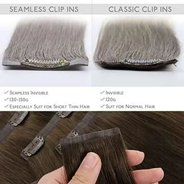 WENNALIFE Seamless Clip In Hair Extensions Human Hair, 24 Inch 160g 7pcs Ombre Walnut Brown to Ash Brown and Bleach Blonde Hair Extensions Invisible PU Weft Natural Clip In Real Human Hair Extensions