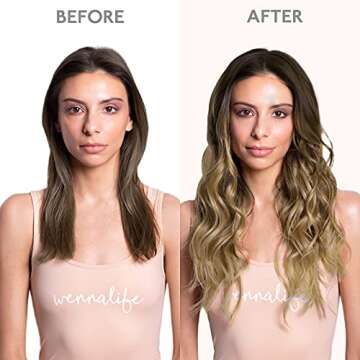 WENNALIFE Seamless Clip In Hair Extensions Human Hair, 24 Inch 160g 7pcs Ombre Walnut Brown to Ash Brown and Bleach Blonde Hair Extensions Invisible PU Weft Natural Clip In Real Human Hair Extensions