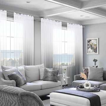 KOUFALL Grey Curtains with Ombre Design - 63 Inch Length - 2 Panels for Stylish Decor