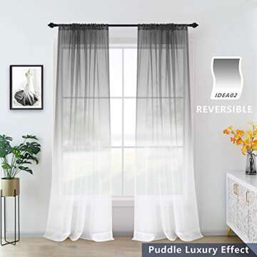 KOUFALL Ombre Grey Window Curtains Set for Living Room
