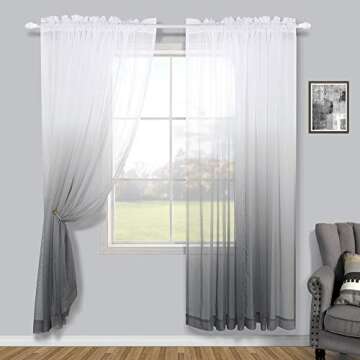 KOUFALL Ombre Grey Window Curtains Set for Living Room