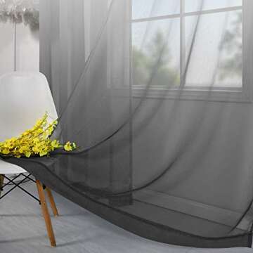 KOUFALL Ombre Grey Window Curtains Set for Living Room