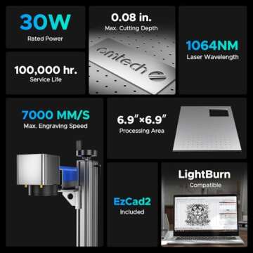 OMTech 30W Fiber Laser Engraver for Precision Marking