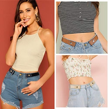 WHIPPY No Buckle Stretch Women Belt Set for 22-36 Inches