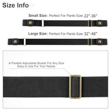 WHIPPY No Buckle Stretch Women Belt Set for 22-36 Inches