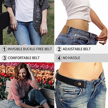 WHIPPY No Buckle Stretch Women Belt Set for 22-36 Inches