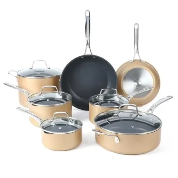 Martha Stewart 12 Piece Cookware Set - Premium Nonstick, Induction Safe, Copper & Black