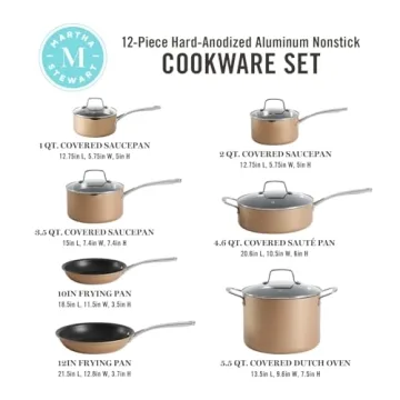 Martha Stewart Induction Safe Nonstick Cookware Set 12 Piece
