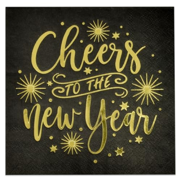 Elegant 100 Count Cheers To The New Year Cocktail Napkins for Parties