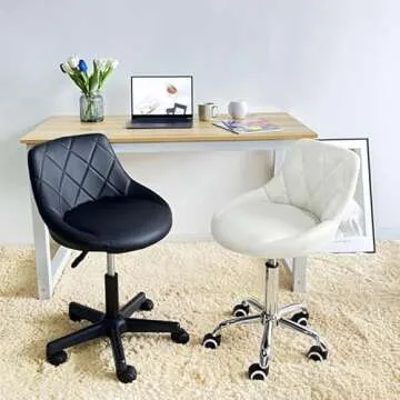 KKTONER Mid Back PU Leather Adjustable Swivel Chair - Comfort and Style for Office and Beauty Tasks