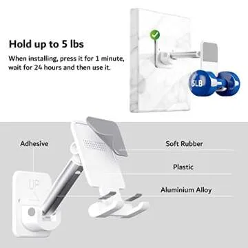 PZOZ Adjustable Wall Mount Phone Holder for All Smartphones