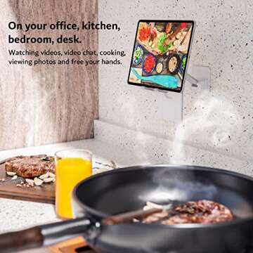 pzoz Wall Mount Cell Phone Holder, Extendable Adjustable Cellphone Stand for Mirror Bathroom Shower Bedroom Kitchen Treadmill, Compatible with iPhone iPad Series or Other Smartphones Tablet (White)