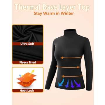 Dalavch 4 Pack Women’s Thermal Turtleneck Shirts, Women Turtle Neck Fleece Lined Compression Long ...